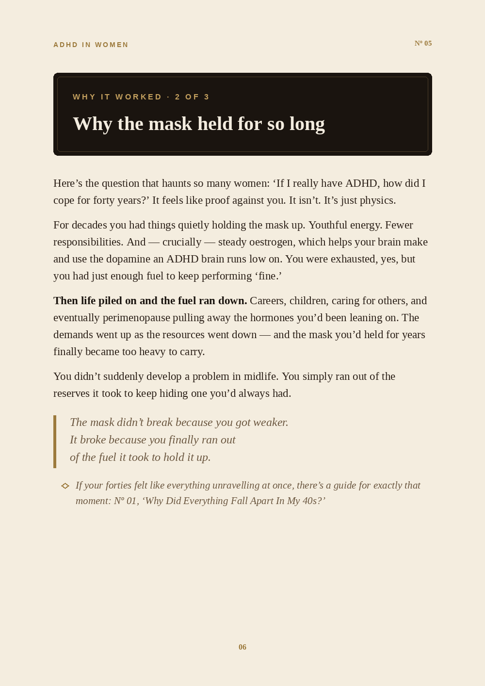 Inside the Why Did I Look Fine For Years? guide