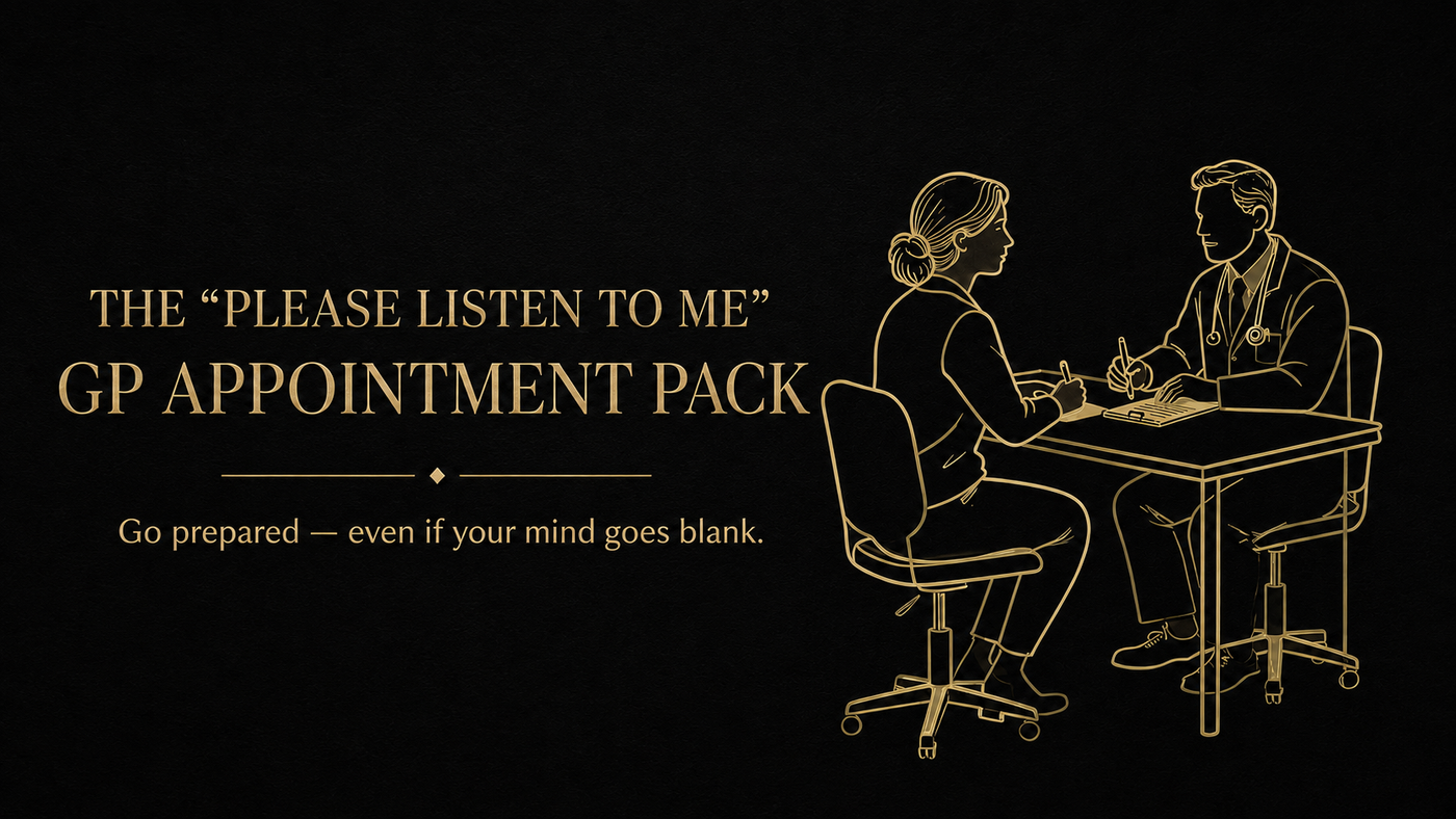 The Please Listen to Me GP Appointment Pack — go prepared, even if your mind goes blank